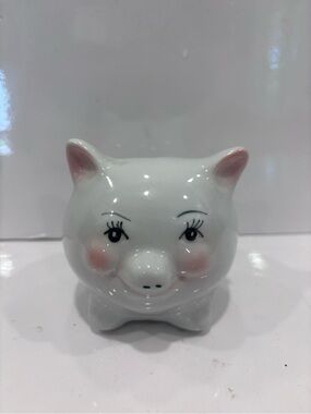 Vintage Ceramic Pig Figurine Piggy Bank 4”